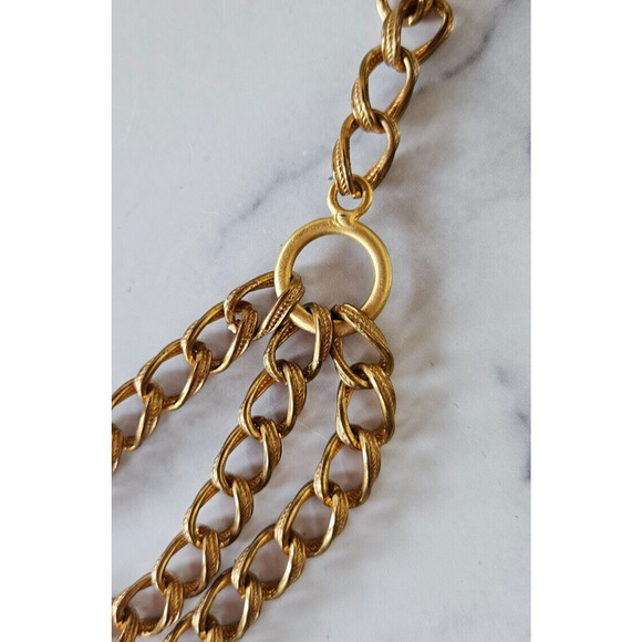 Vintage 80s Womens Chain Link Waist Belt Gold Tone Layered Adjustable Boho Swag - Picture 5 of 11